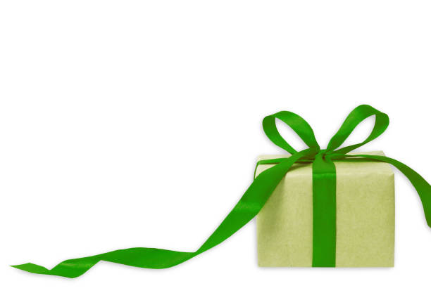 Gift box white background. Holiday present. Festive gift