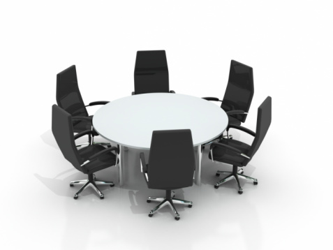 Redonda mesa y sillas para conferencias photo