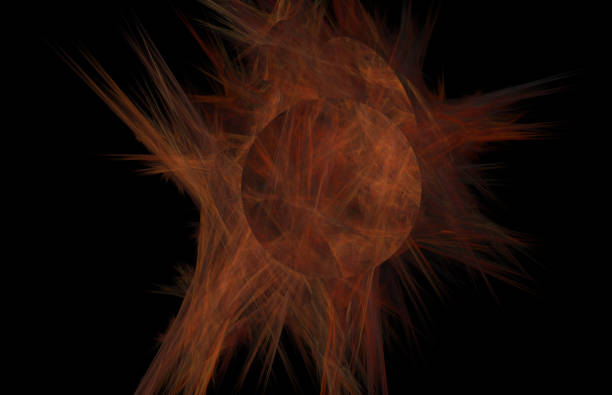 istock Red fractal abstract with sun. Fantasy fractal texture. Digital art. 3D rendering. Computer generated image. 1047154418