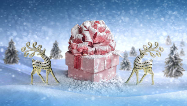 istock Christmas deer. gift box for Christmas, New Year's Day 1047155094
