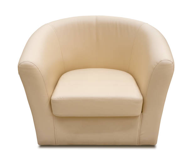 istock Beige leather armchair isolated on white background (design element) 1047164552