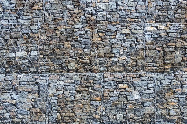 istock View of a stones in steel mesh cage as  background, texture 1047166670