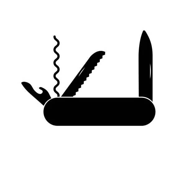 Vector illustration of pocket knife icon on a white background