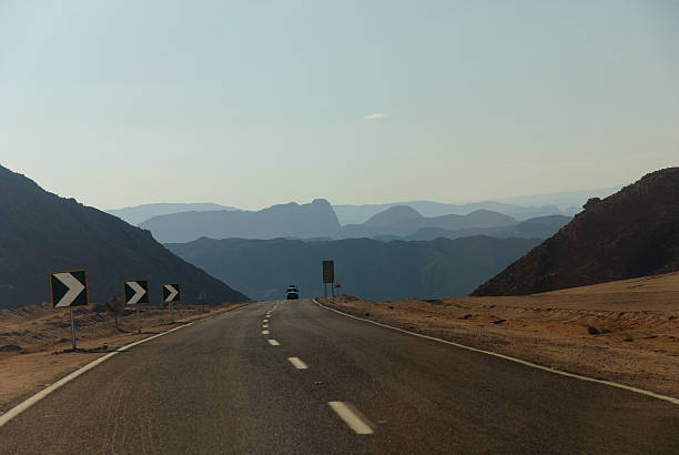 Driving through Sinai Desert stock photo