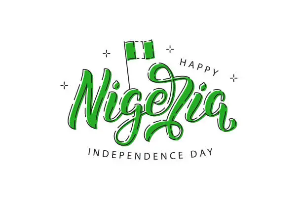 Vector illustration of Vector realistic isolated typography logo for Happy 1st October Nigeria Independence Day with thin line design for decoration and covering on the white background.