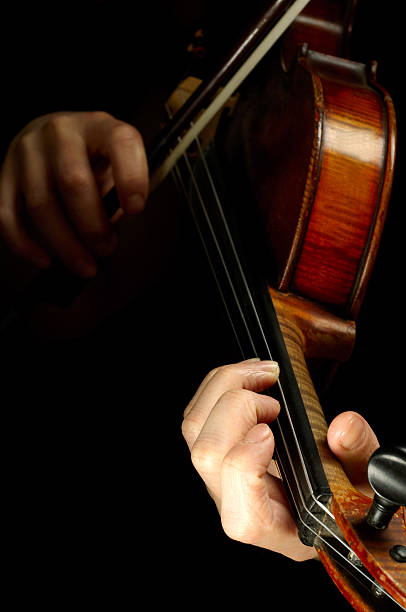 istock Musician playing violin isolated on black 104717438