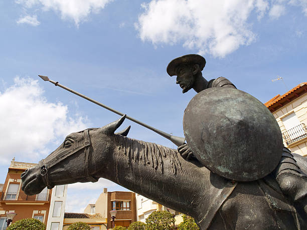 Huge statue on horse of Don Quixote stock photo