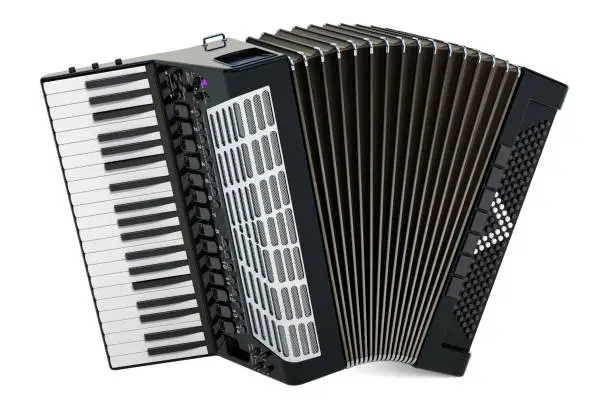 Accordion. 3D rendering isolated on white background