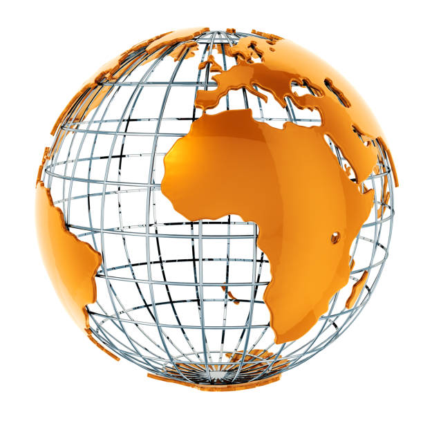istock Golden Earth Globe, 3D rendering isolated on white background 1047180216