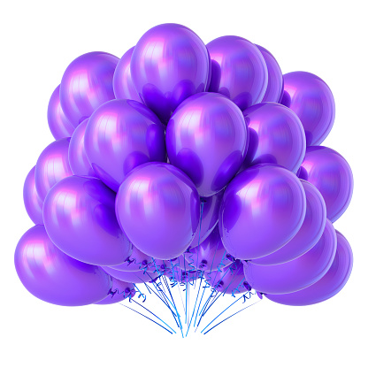 Violet Purple Helium Balloons Bunch Beautiful Party Decoration Stock Photo  - Download Image Now - iStock