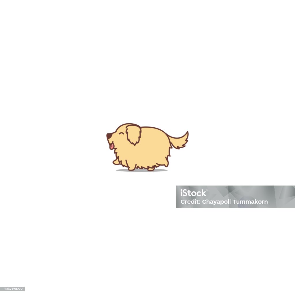 Cute fat golden retriever dog walking cartoon icon, vector illustration Golden Retriever stock vector