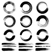 istock Circle brush strokes, grunge design elements 1047190426