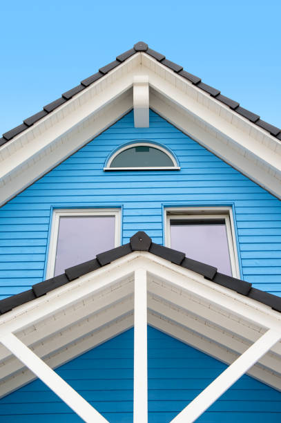Detail of an house roof in the summer stock photo