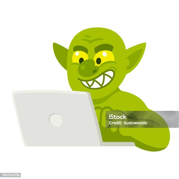 Cartoon Internet Troll Stock Illustration - Download Image Now - Online Trolling, Troll - Fictional Character, Social Media