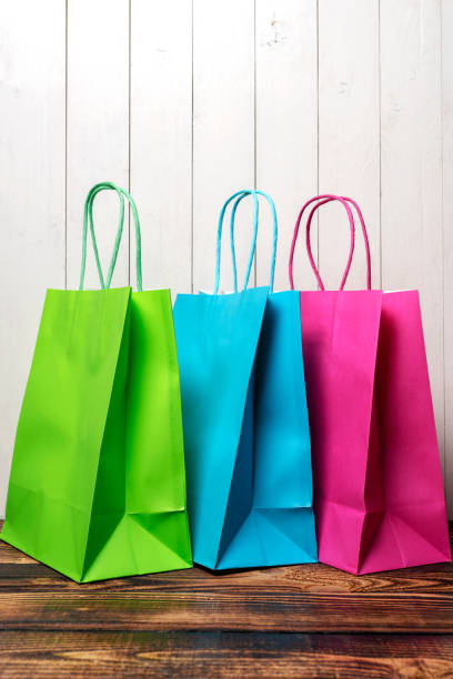 Multi colored shopping bags stock photo