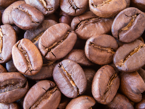 close-up dry coffee beans. unmilled turkish coffee beans