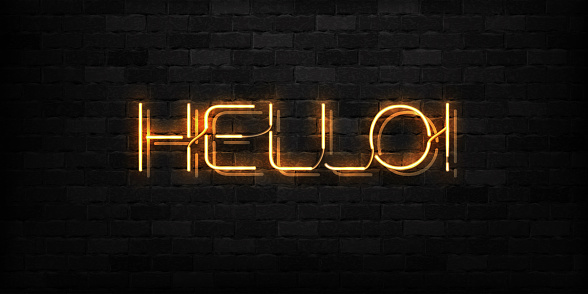 Hello Video Logo Vector Realistic Isolated Neon Sign Of Hello Typography Logo For ...