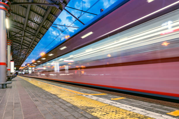 istock Highspeed train arrives to the station platform. 1047291444