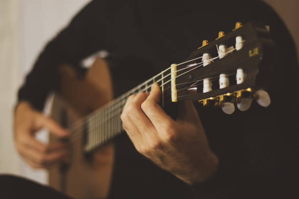 istock Acoustic guitar  playing. Musical instrument with performer 1047291868
