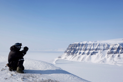 A winter wilderness adventure guide.  Spitsbergen, Svalbard, Norway