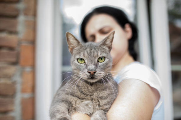 istock Women holding her cat 1047299770