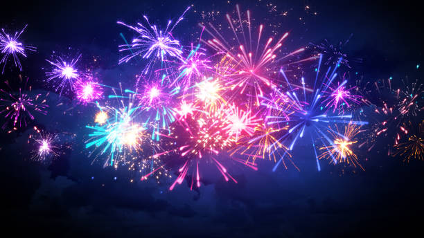 istock beautiful fireworks in night sky 1047316412