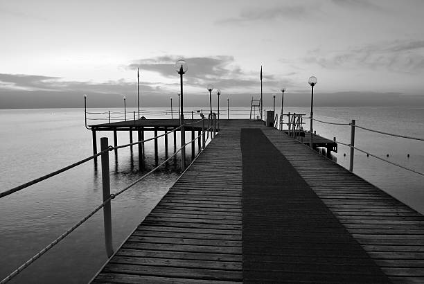 istock Black and white morning pier 104731847