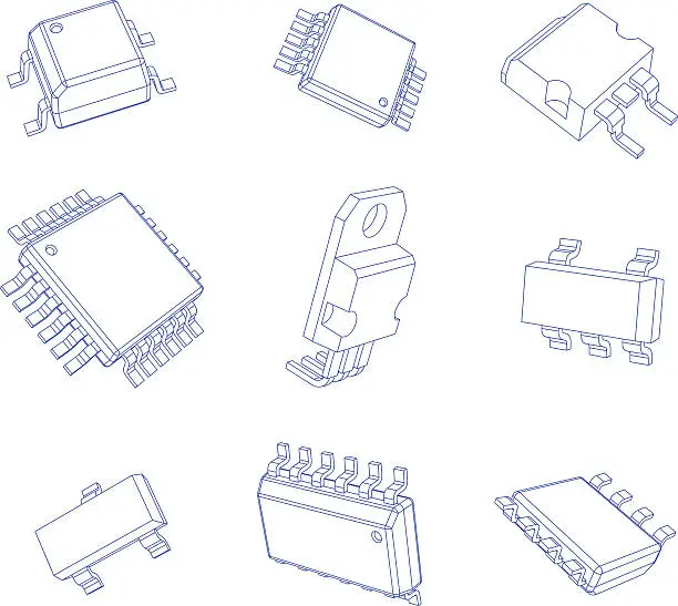 Vector illustration of Chip packages