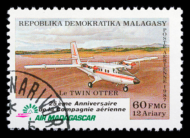 Madagascar air mail stamp stock photo