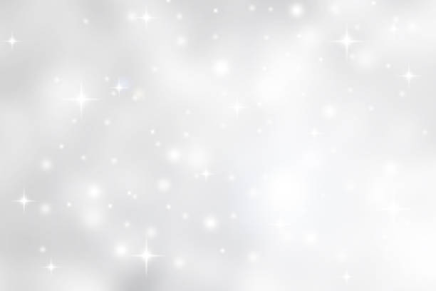abstrakte verschwommene weichen weißen und grauen silber schöne leuchtende blinkende bokeh und schneefall und stern auf farbigen hintergrund für frohe weihnachten und ein frohes neues designkonzept banner und präsentation - christbaumkugel fotos stock-fotos und bilder