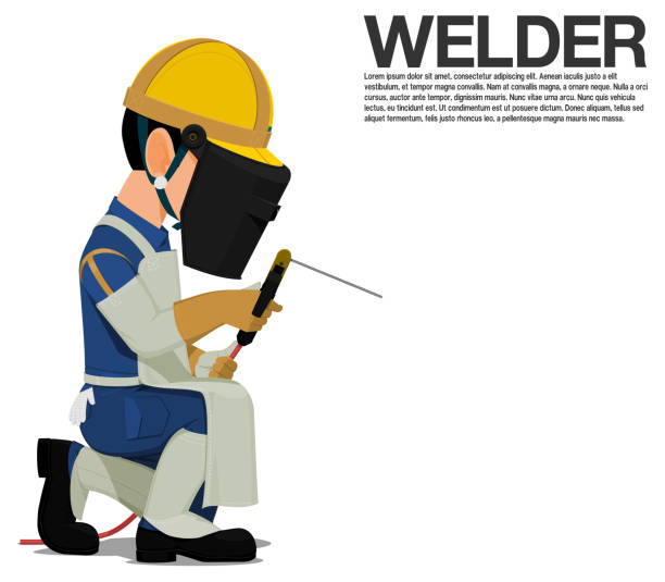 Isolated welder with PPE on transparent background Isolated welder with PPE on transparent background animal skin flash stock illustrations