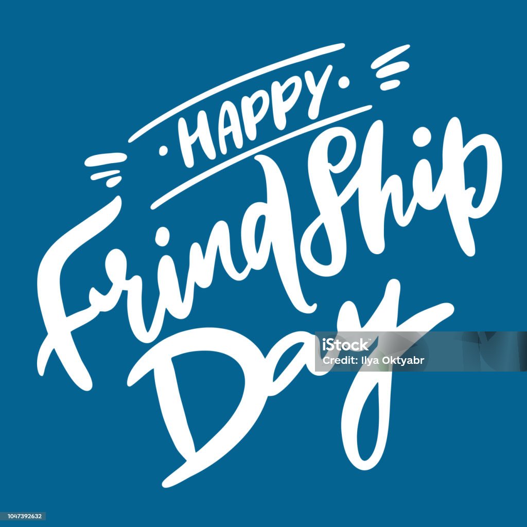 Happy Friendship Day Hand Drawn Vector Lettering Stock ...
