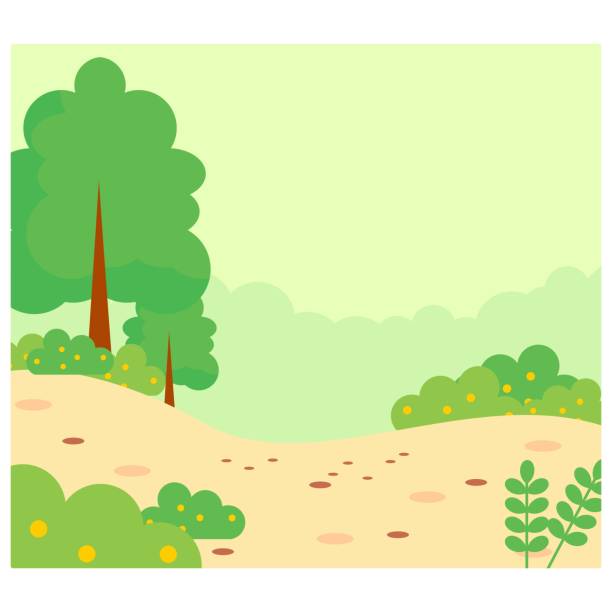 istock coolest and cute cartoon nature scenery dry summer desert and trees 1047395746