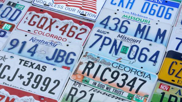istock Old American retro car numbers 1047398418