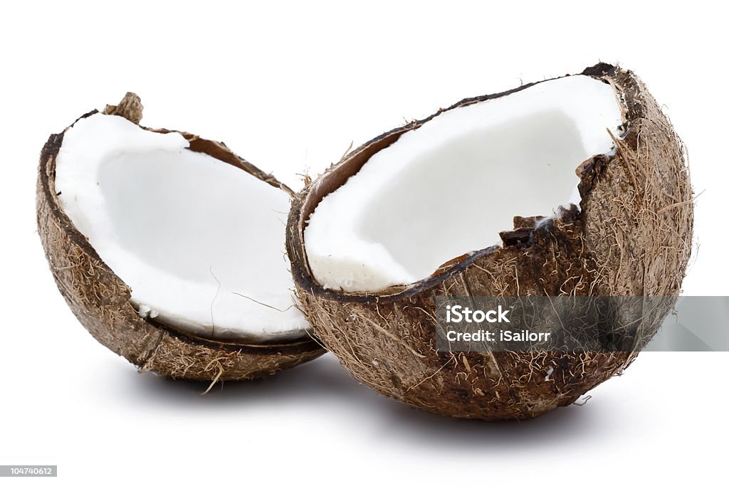 Fresh coconut Coconut isolated on white background Brown Stock Photo