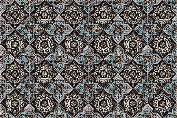 Vintage ceramic tiles wall decoration. Turkish ceramic tiles wall background