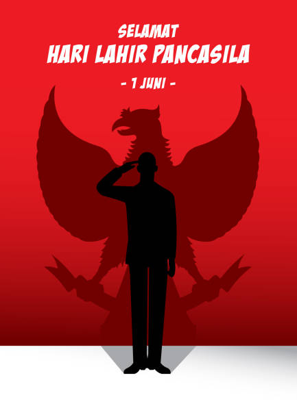 illustrazioni stock, clip art, cartoni animati e icone di tendenza di festa della pancasila indonesiana - garuda