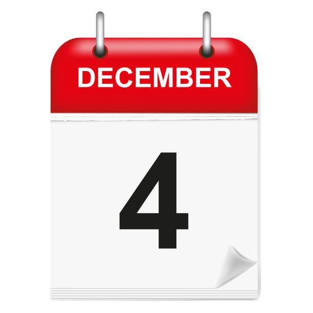 istock Daily single-leaf calendar, red spine, 3d, month of December,fourth,4, 4th. 1047410464