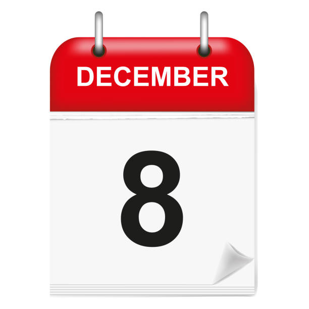 istock Daily single-leaf calendar, red spine, 3d, month of December,eighth,8, 8th. 1047410478