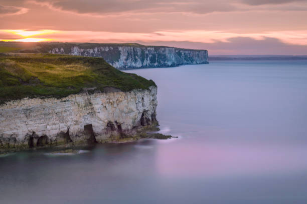 Chalk Cliffs at Sunset Sunset at North Bay, Flamborough, UK at sunset. east riding of yorkshire photos stock pictures, royalty-free photos & images