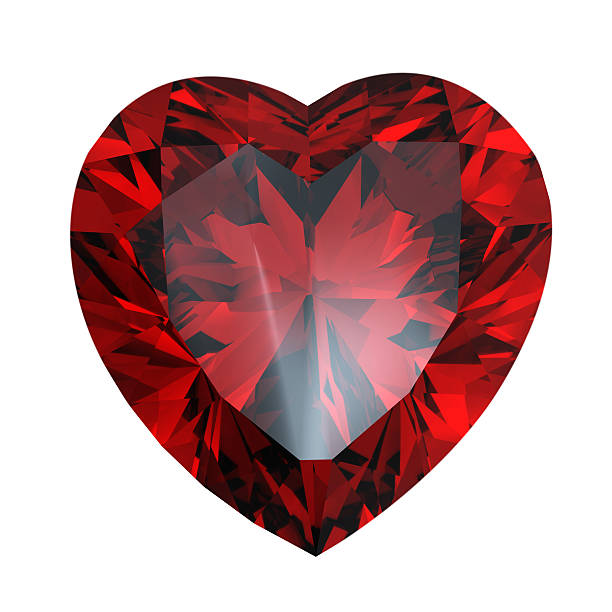 Red heart shaped garnet stock photo