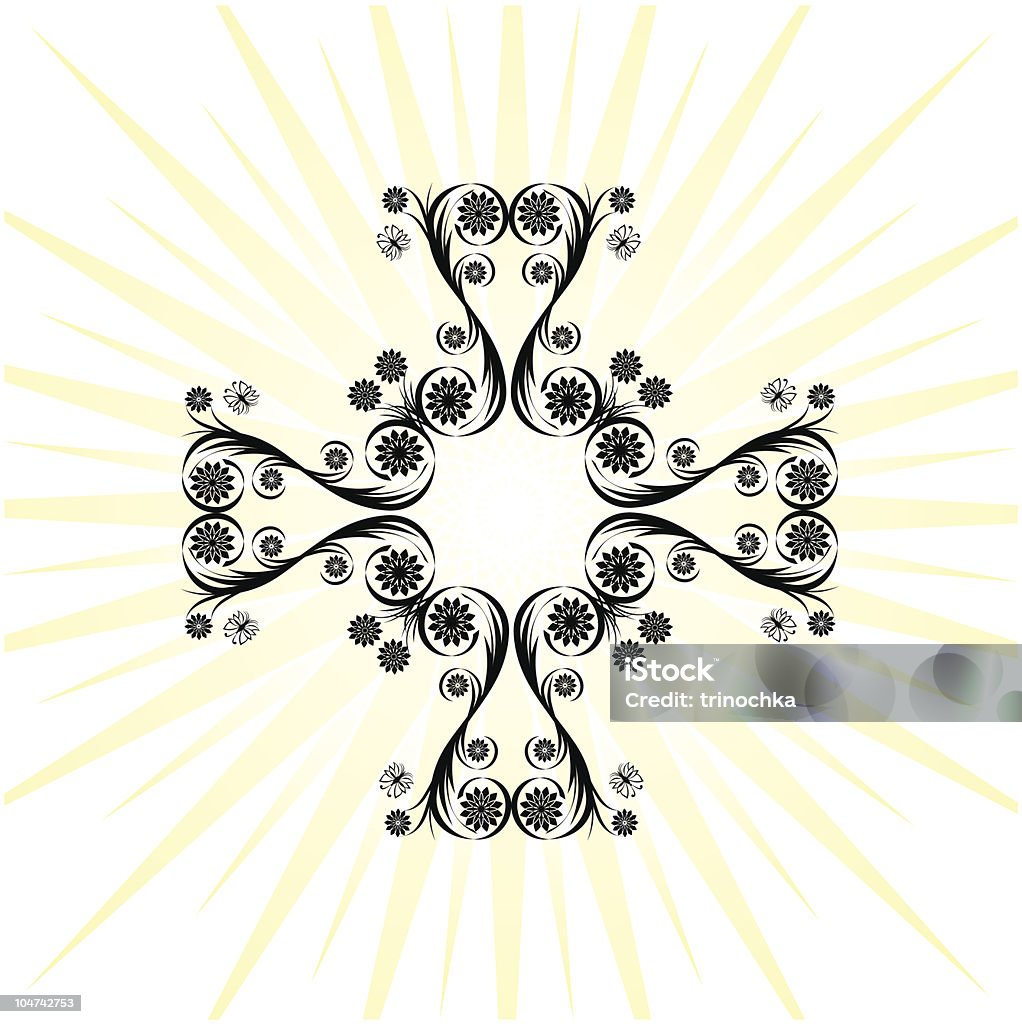 Крест, сделанные с цветочным орнаментом - Векторная графика Абстрактный роялти-фри