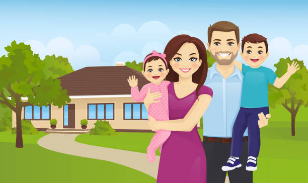 325 Happy Family Front House Cartoon Illustrations & Clip Art - iStock