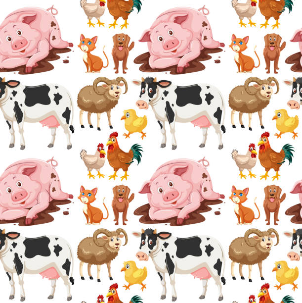 Animals on seamless background Animals on seamless background illustration mud hen stock illustrations
