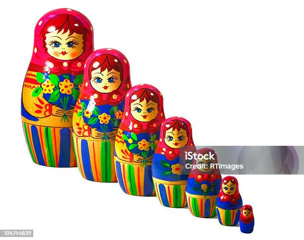 Russian Dolls Stock Photo - Download Image Now - Number 7, Russian Nesting Doll, Carving - Craft Product