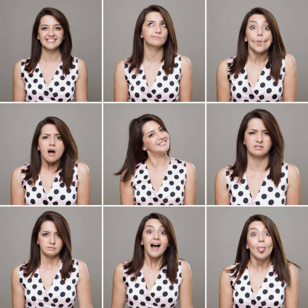 istock Young woman making nine different facial expressions 1047448578