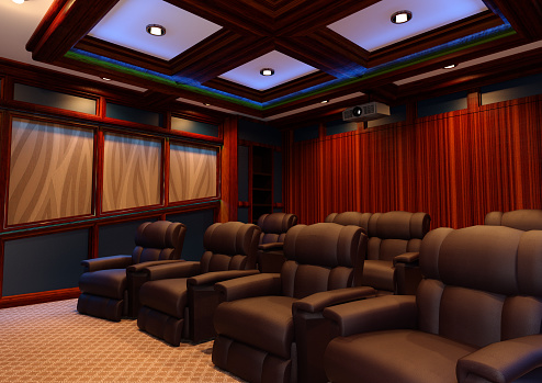 3D rendering of a home theater interior