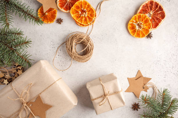 istock Christmas composition on a white background. Gifts and Christmas decorations. 1047459228