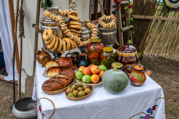istock A table in a samovar and baking, this year's canned food 1047459716
