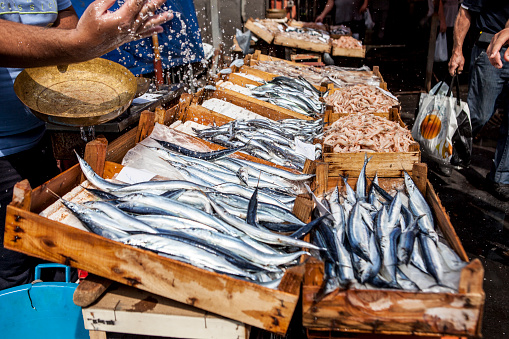 One of the fish stall that you can find at the fish marekt in Catania